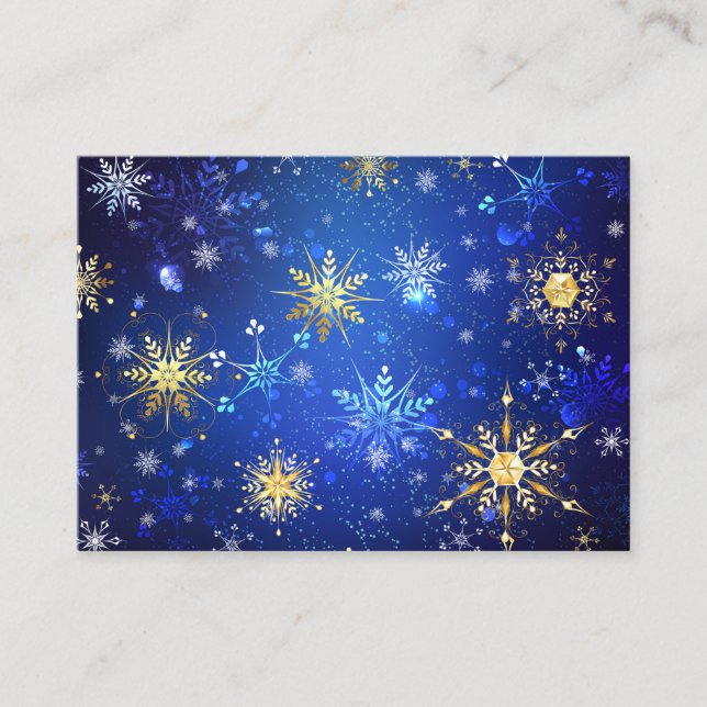 XMAS Blue Background mit goldenen Schneeflocken Rabattkarte (Vorderseite)