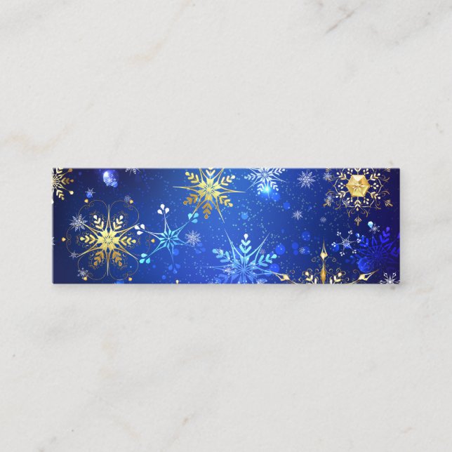 XMAS Blue Background mit goldenen Schneeflocken Telefonnummerkarte (Vorderseite)