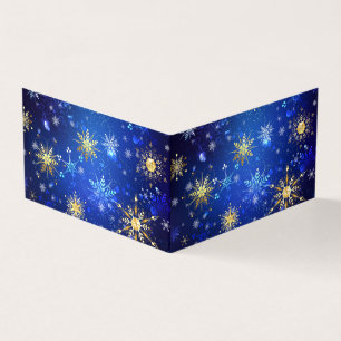 XMAS Blue Background mit goldenen Schneeflocken Visitenkarten