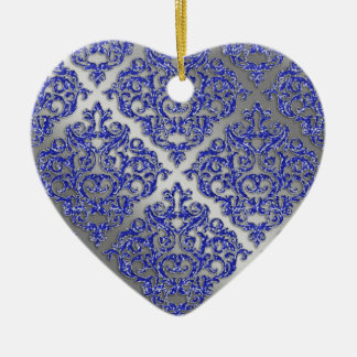Xmas Blue Sparkle Silver Damask 25 Jahre Keramik Ornament
