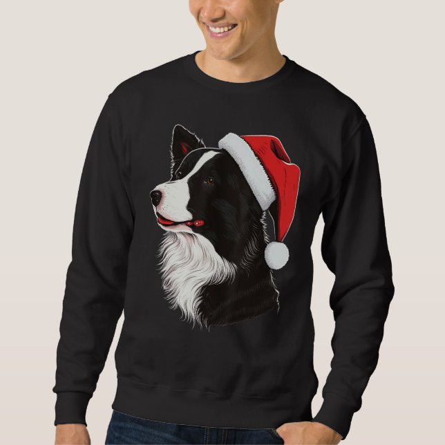 Xmas Border Collie Santa on Christmas Border Colli Sweatshirt (Vorderseite)