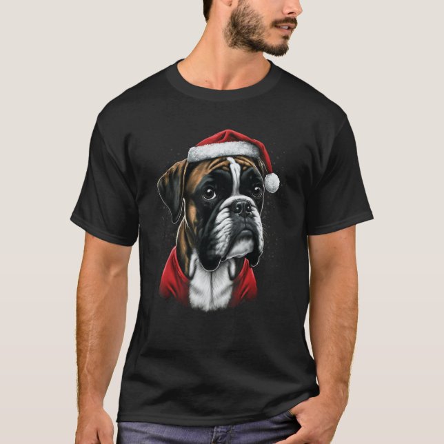 Xmas Boxer Dog Santa on Christmas Boxer Dog Men Wo T-Shirt (Vorderseite)