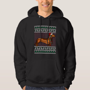 Xmas Brown Dackel Hund Weihnachtsmannmütze Hoodie