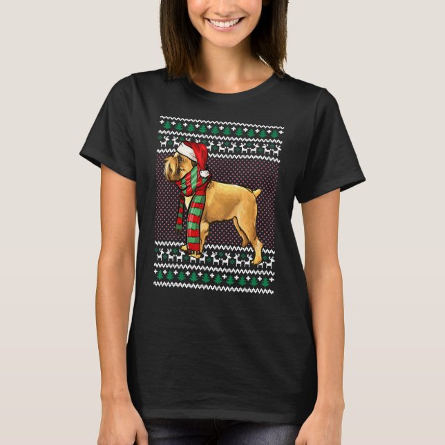 Xmas Brussels Griffon Dog Weihnachtsmannmütze Ugly T-Shirt (Vorderseite)