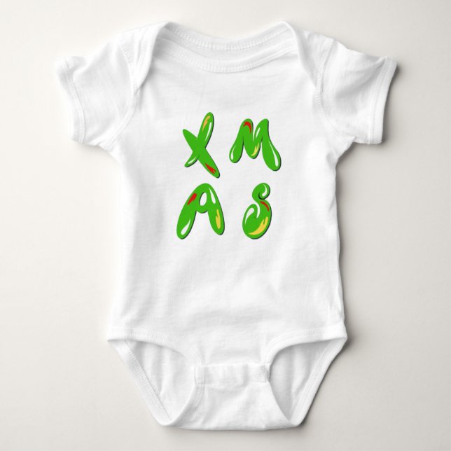 Xmas Bubble Text Baby Strampler (Vorderseite)