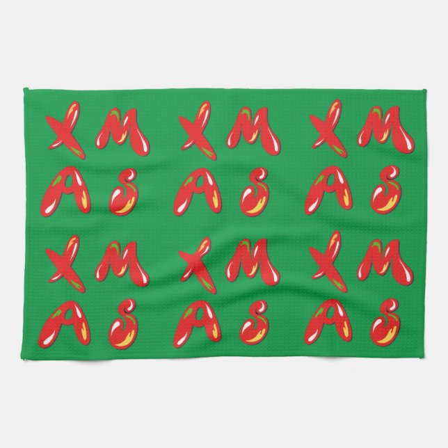 Xmas Bubble Text Geschirrtuch (Horizontal)