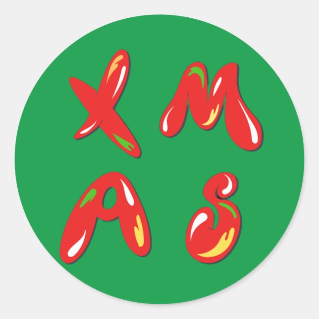Xmas Bubble Text Runder Aufkleber (Vorderseite)