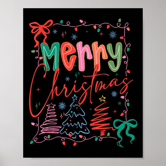 Xmas Buffalo Plaid Red White Green Merry Christmas Poster (Vorne)