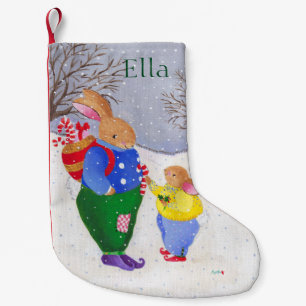 Xmas Bunny mit Korbsocke Kleiner Weihnachtsstrumpf