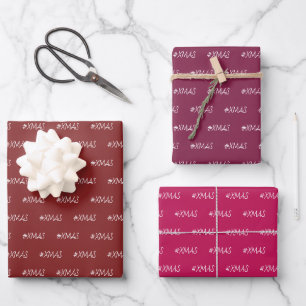 XMAS Burgundy Lila Pink Chic Edition Geschenkpapier Set