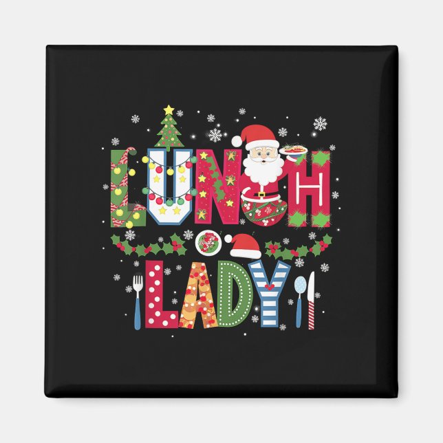 Xmas Cafeteria Worker Christmas School Lunch Lady  Magnet (Vorne)