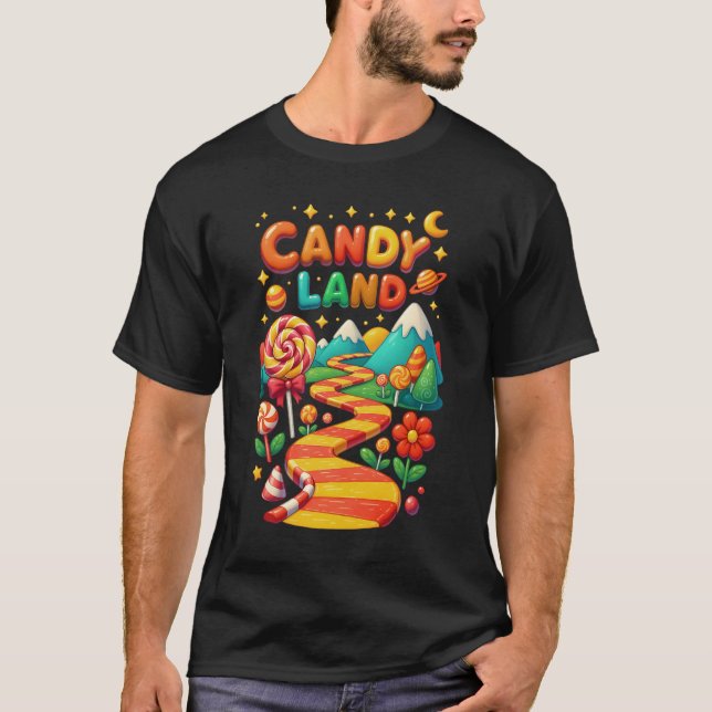 Xmas Candy Land Rainbow Trail Candy Cane Merry Chr T-Shirt (Vorderseite)