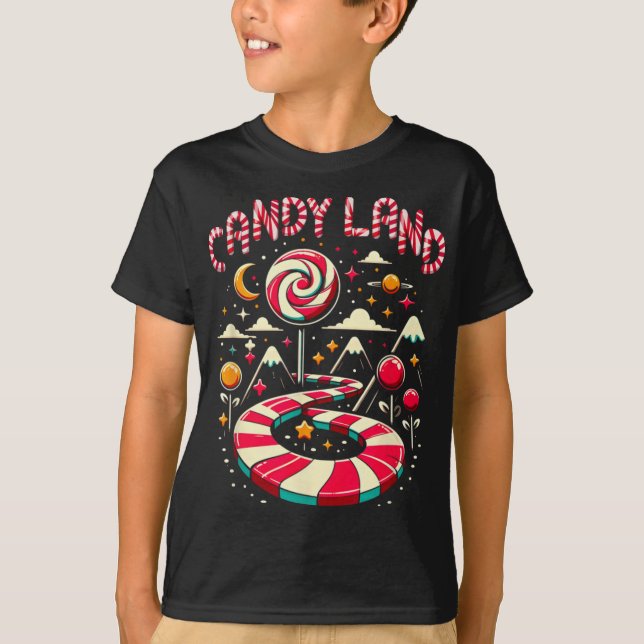 Xmas Candy Land Rainbow Trail Candy Cane Merry Chr T-Shirt (Vorderseite)