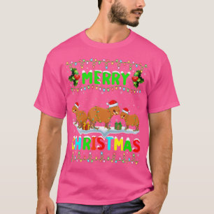 Xmas Capybara Lighting Weihnachtsmannmütze Frohe W T-Shirt