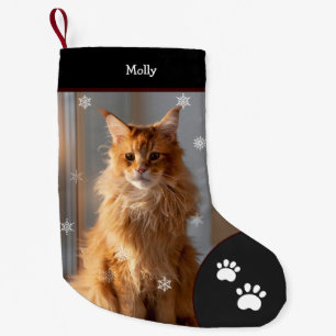 Xmas Cat Foto Holiday Black Personalisiert Large Kleiner Weihnachtsstrumpf