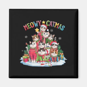 Xmas Cat Lover Meowy Catmas Weihnachtsbaum Magnet