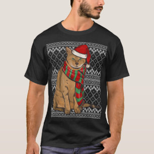 Xmas Chausie Cat Santa Claus Hat Ugly C T-Shirt