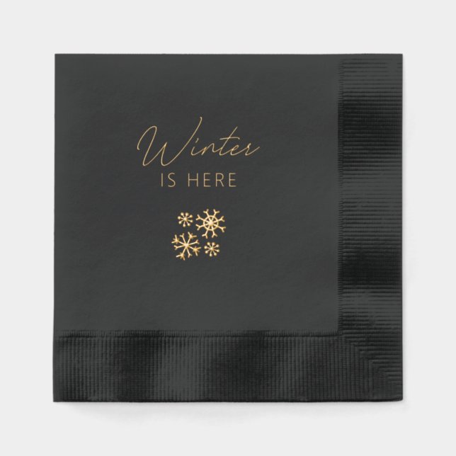 Xmas Chic Black & Gold Foil Stamped Napkins Servietten Mit Folie (Vorderseite)