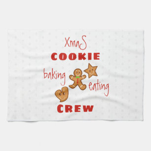 XmaS Cookie Baking & Eating Crew Red Text Geschirrtuch