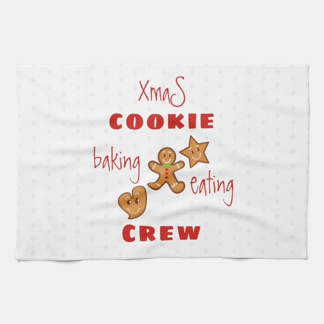 XmaS Cookie Baking & Eating Crew Red Text Geschirrtuch (Horizontal)