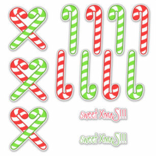 XmaS Cool Candy Cane - Red and Green Custom Aufkleber