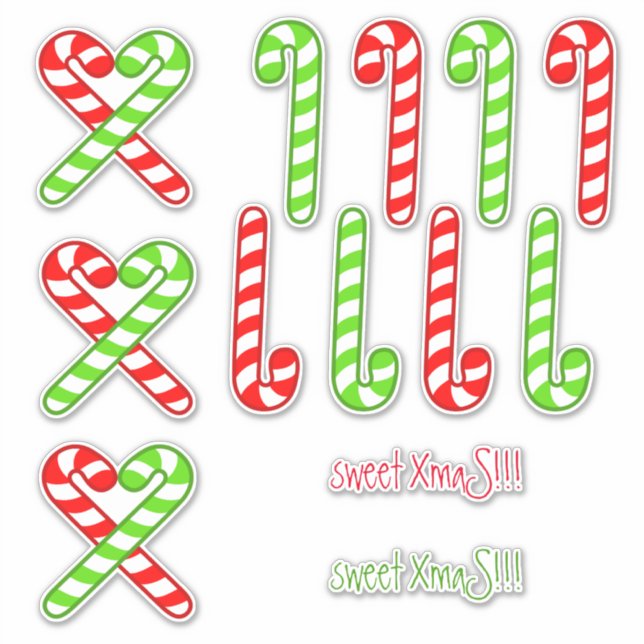 XmaS Cool Candy Cane - Red and Green Custom Aufkleber (Vorderseite)