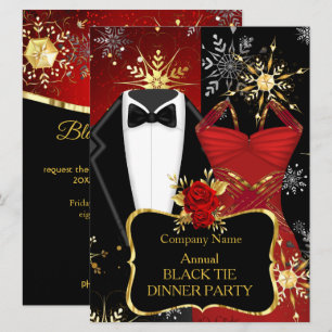 Xmas Corporate Black Krawatten Dinner Party Red Tu Einladung