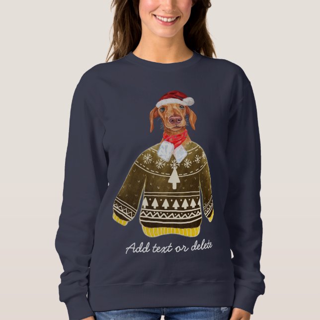 Xmas Cream Dackel Ugly Christmas Weiner Dog Mama Sweatshirt (Vorderseite)