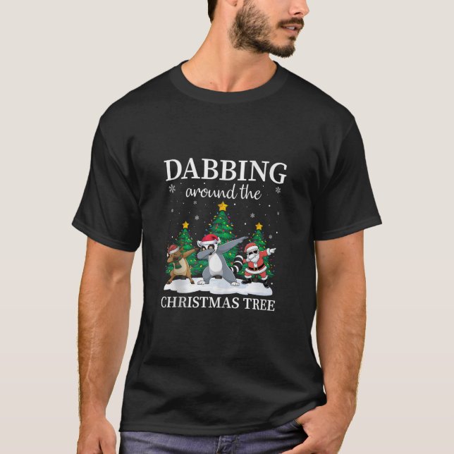 Xmas Dabbing Lemur Reindeer Santa Christmas Dab Ta T-Shirt (Vorderseite)