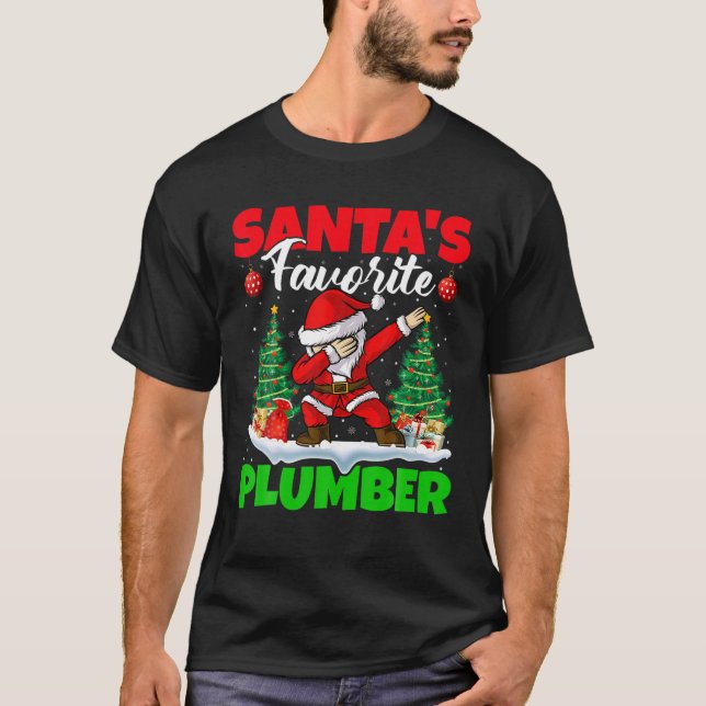 Xmas Dabbing Santa's Favorite Plumber Christmas T-Shirt (Vorderseite)