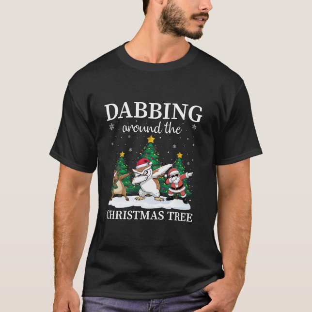 Xmas Dabbing Snowy Owl Reindeer Santa Christmas Da T-Shirt (Vorderseite)