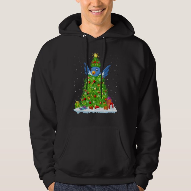 Xmas Decorations Lights Santa Bluebird Christmas T Hoodie (Vorderseite)