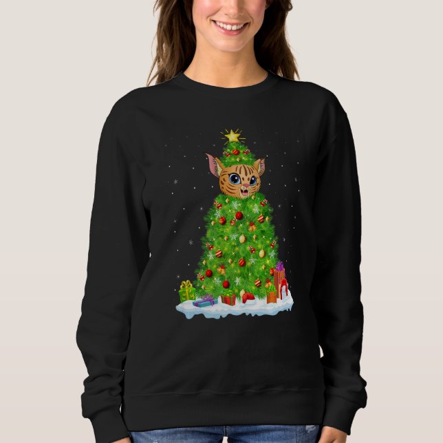 Xmas Decorations Lights Santa Bobcat Christmas Tre Sweatshirt (Vorderseite)