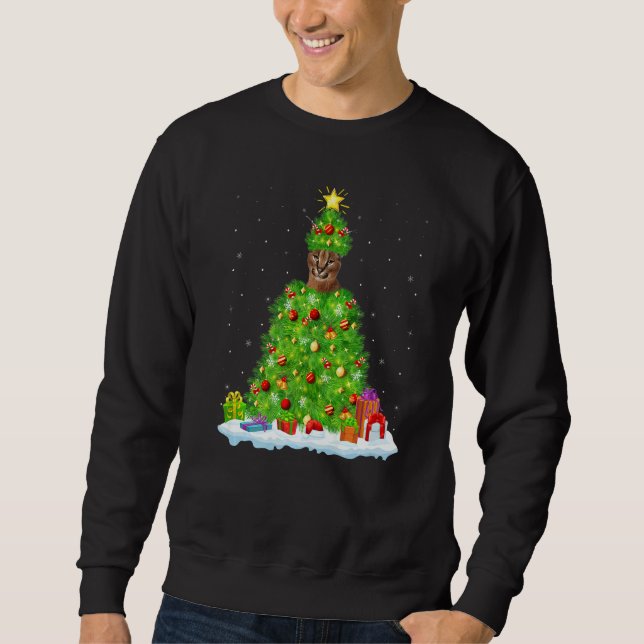 Xmas Decorations Lights Santa Caracal Christmas Tr Sweatshirt (Vorderseite)