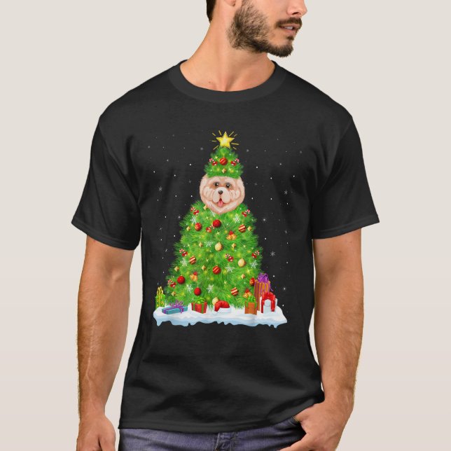 Xmas Decorations Lights Santa Chow Chow Dog Christ T-Shirt (Vorderseite)