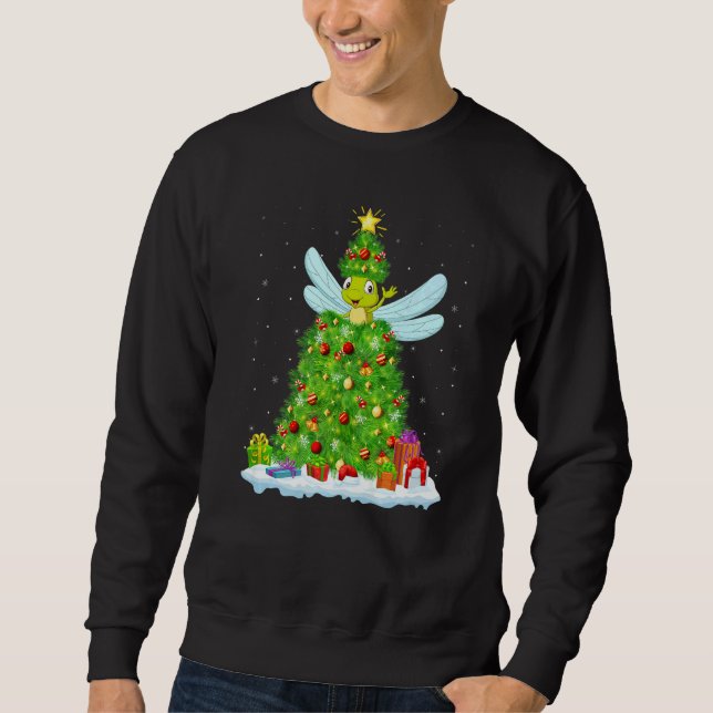 Xmas Decorations Lights Santa Dragonfly Christmas  Sweatshirt (Vorderseite)