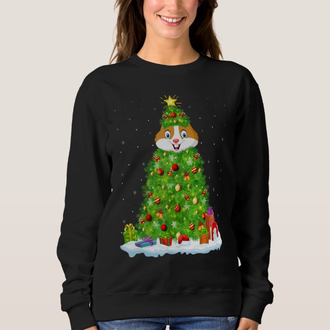 Xmas Decorations Lights Santa Hamster Christmas Tr Sweatshirt (Vorderseite)