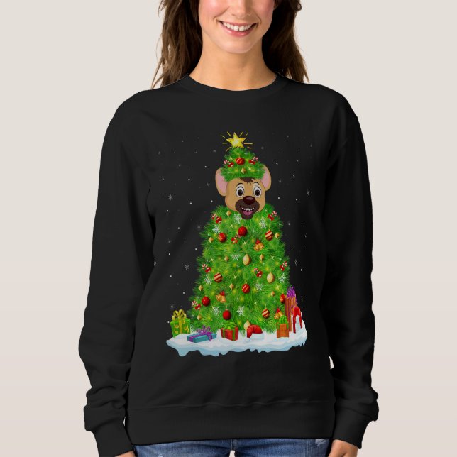 Xmas Decorations Lights Santa Hyena Christmas Tree Sweatshirt (Vorderseite)