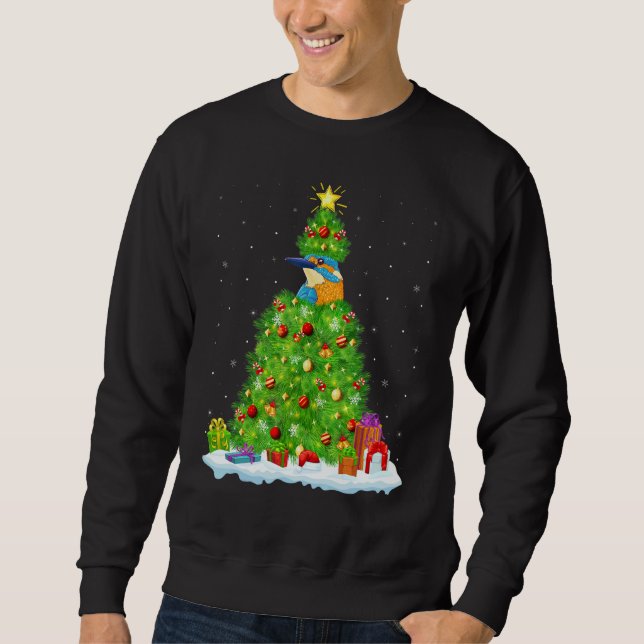 Xmas Decorations Lights Santa Kingfisher Bird Chri Sweatshirt (Vorderseite)