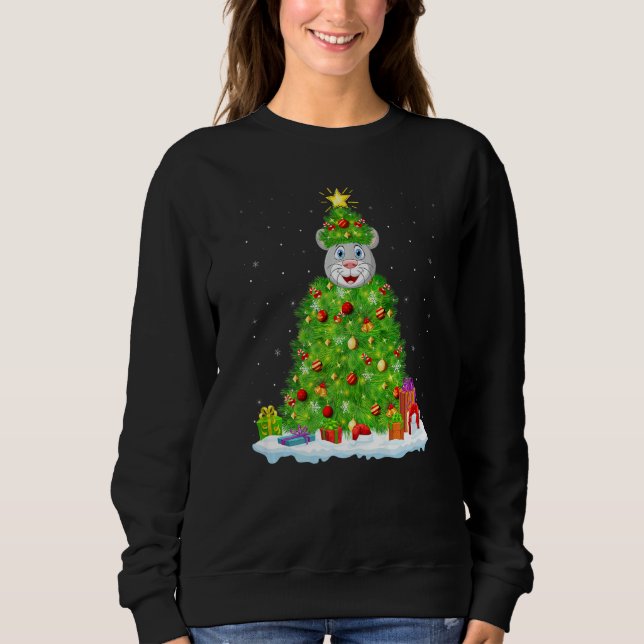 Xmas Decorations Lights Santa Mouse Christmas Tree Sweatshirt (Vorderseite)