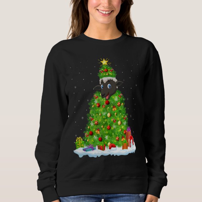 Xmas Decorations Lights Santa Sheep Christmas Tree Sweatshirt (Vorderseite)