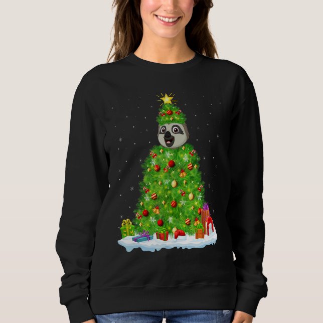 Xmas Decorations Lights Santa Sloth Christmas Tree Sweatshirt (Vorderseite)