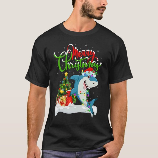 Xmas Decorations Santa Great White Shark Christmas T-Shirt (Vorderseite)