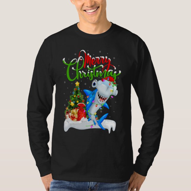 Xmas Decorations Santa Hammerhead Shark Christmas T-Shirt (Vorderseite)