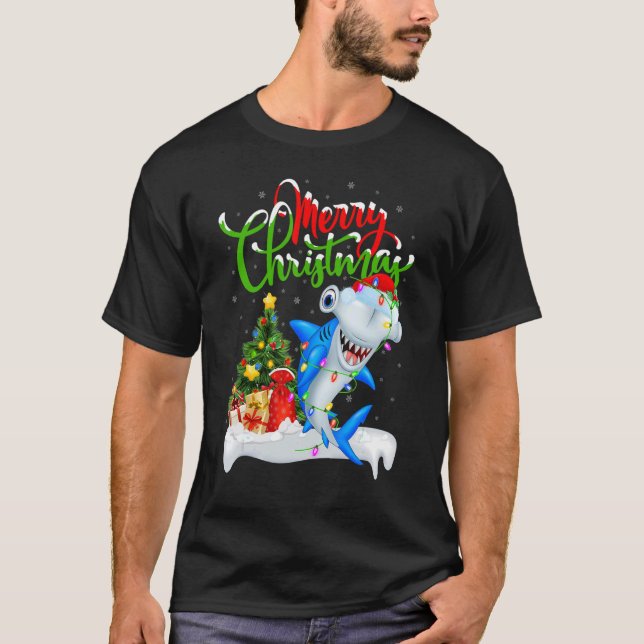Xmas Decorations Santa Hammerhead Shark Christmas T-Shirt (Vorderseite)