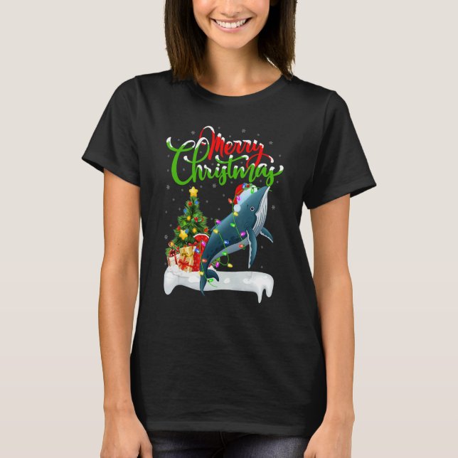 Xmas Decorations Santa Humpback Whale Christmas T-Shirt (Vorderseite)