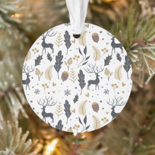 Xmas Deer and Blätter Joyful Greetings Collection Ornament