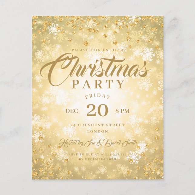 Xmas Dinner Party Gold Winter Diamanten Glitzer Flyer (Vorne)