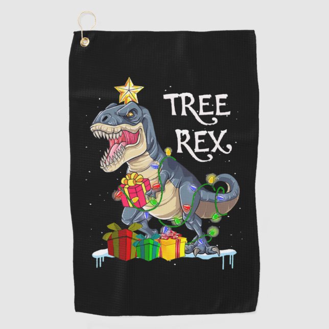 Xmas Dinosaur Tree Rex Golfhandtuch (Vorderseite)