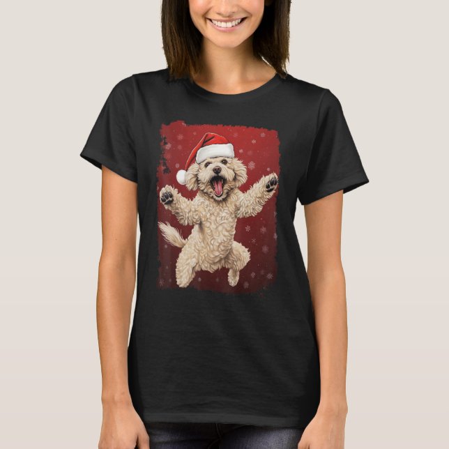 Xmas Dog Poodle Weihnachten T-Shirt (Vorderseite)